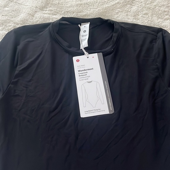 Lululemon Nulu Mesh Long Sleeve Crewneck Bodysuit, Black, NWT - Picture 4 of 7